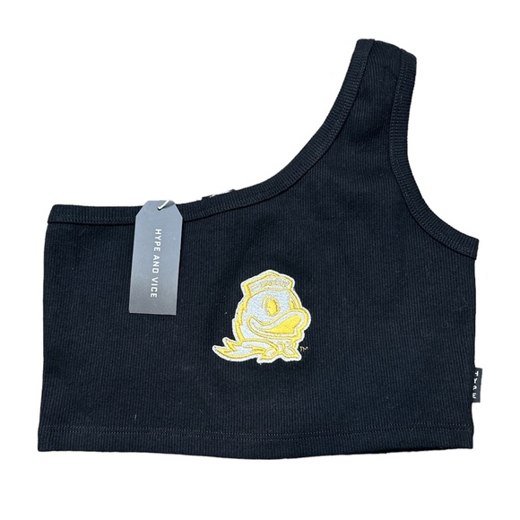 Hype And Vice Tops - HYPE AND VICE One-Shoulder Oregon Duck Cropped Top